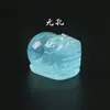 Colgante Pixiu Natural de Aguamarina Desnudo Colgantes de la Fortuna Adornos Pulsera de Cristal Azul Collar Accesorios DIY Venta al por Mayor