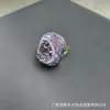 Nuevo anillo de amatista natural europeo y americano con personalidad, incrustación de piedra turmalina, baño de color diamante completo, anillo al por mayor