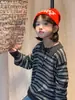 Outono/Inverno 2026 Novo Estilo Coreano Suéter de Tricô Lã Listrado Infantil Meninos e Meninas Estilo MIU Estilo Preguiçoso Suéter