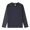 Camisetas de Algodón Puro de Manga Larga para Otoño e Invierno para Hombres y Mujeres, Logo Impreso Personalizado, Camisa Base Versátil de Color Sólido de Moda, Venta al por Mayor desde el Fabricante
