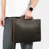 Bolsa de Mão Masculina Marant em Couro Genuíno, Bolsa de Ombro Casual em Couro Crazy Horse Vintage, Bolsa Transversal para Documentos, Pasta de Negócios