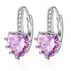 Pendientes de Zirconia en Forma de Corazón Super Hada de Venta Caliente Transfronteriza, Pendientes Versátiles de Gama Alta, Hebillas de Oreja de Moda de Corazón Clásico al por Mayor