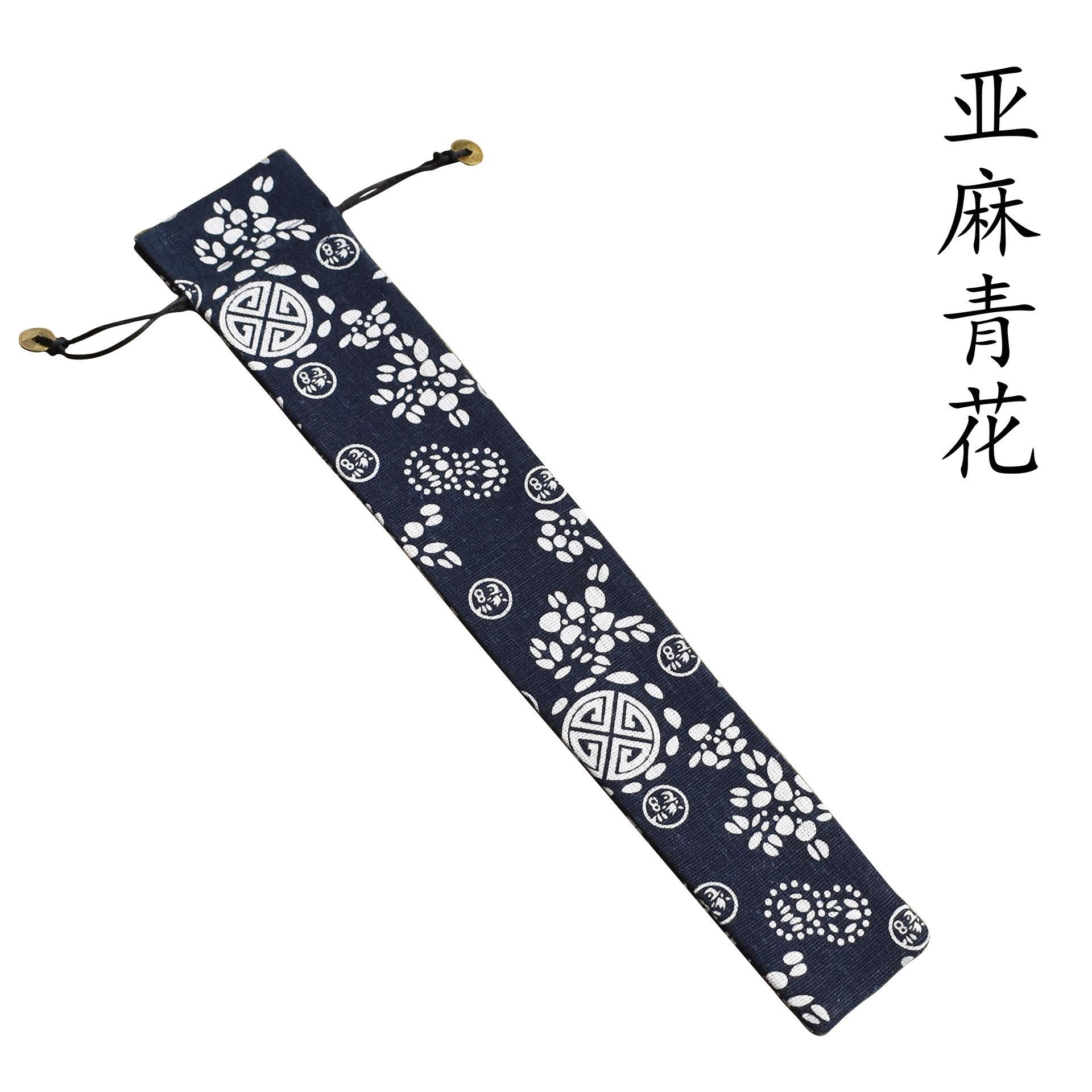 白底亚麻青花