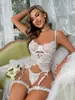 Disfruta de Lencería de Estilo Europeo y Americano, Ropa de Dormir Sexy para Mujer, Camisola de Malla de Encaje Transparente Provocativa y Sensual Qqny