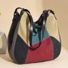 Bolso de Mujer 2024 Invierno Nuevo Bolso de Hombro Moda Transfronteriza Gran Capacidad Portátil Costuras en Contraste Bolso de Lona Vintage