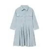 Venda Quente Transfronteiriça Aliexpress Nova Coleção Primavera 2026 Roupas Femininas, Vestido Elegante e Estiloso estilo Camisa Plissada 4786069