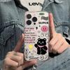 Texto Desenho Urso Adequado para iPhone 17 Pro Max Apple 16 Capa de Telefone 15/13 Transparente 14 Anti-Queda XS