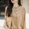 Design levemente maduro color blocking com borda em fio de algodão conjunto de duas peças para mulheres colete + cardigã suéter solto casaco top