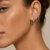 Brincos de Argola Geométricos Lisos Estilo Chique para Mulheres, Simples, Modernos e Versáteis, Tendência, Aço Inoxidável Banhado com Ouro 18K Real