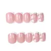 Uñas de Manicura Europeas y Americanas de Venta Caliente Transfronteriza, Flores Pequeñas Frescas, Uñas Cuadradas Cortas Francesas Clásicas, Uñas Portátiles al por Mayor
