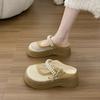 Zapatillas de Malla de Suela Gruesa Estilo Princesa Estilo Coreano con Lazo y Perlas Verano Nuevo Plataforma de Gama Alta Sandalias de Punta