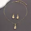 TEMU explosiones simple geométrico ópalo oro rosa regalo collar de moda pendientes traje