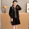 Vestido de punto de dos piezas estilo occidental, falda antiedad para mujer, suéter nuevo 2023, traje de calle frito, falda