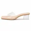 Sandalias de tacón alto para mujer, nueva moda de verano, zapatos transparentes de tacón medio con cristales, sandalias elegantes de tacón grueso para exteriores