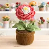 Peonías en Maceta de Producto Terminado Transfronterizo, Ramilletes de Flores Tejidas a Crochet con Hilo, Regalos para Amigos, Plantas en Maceta, Macetas Tejidas para Flores Artificiales