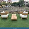 Mobiliário Nórdico para Exterior Pátio Jardim Liga de Alumínio Imitação Madeira Sofá B&B Hotel Exterior Impermeável Proteção Solar Mesa e Cadeiras