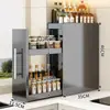 Estante de Especias Extraíble para Cocina Estante Multifuncional de Almacenamiento para Condimentos sobre Encimera Caja de Gabinete a Prueba de Polvo de Borde Ultra Angosto