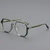 Armazón de Gafas para Miopía de Marco Grande de Doble Puente Polygonal para Hombres y Mujeres, Lentes Lisos Versátiles, Armazones con Filtro de Luz Azul, Filtro de Luz Azul