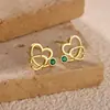 Pendientes de Moda de Venta Caliente Transfronterizos con Diseño de Estetoscopio Corazón de Zirconia, Pendientes de Botón Huecos Únicos y Delicados