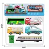 Crianças brincam de casinha simulação cidade veículo de transporte 832-C27 trem de puxar para trás ônibus caminhão de bombeiros caminhão de saneamento
