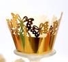Vendas diretas em estoque bolo de papel de borda de papel copo de papel oco bandeja de papel laço Golden Butterfly Cup Cake Atacado