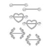 Nuevo Juego de Combinación de 3 Pares de Piercings para Pezón Simétricos de Corazón de Amazon Joyería para Piercing de Acero Inoxidable
