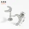 Zeming Acero Inoxidable Trébol de Cuatro Hojas Huazi Fragancia Pendientes de Zirconia para Abuela Lujo Ligero Pendientes de Hélice de Oreja de Gama Alta Pendientes de Nicho