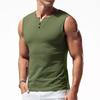 Comercio Exterior Transfronterizo En Stock Chaleco de Verano para Hombre Talla Grande Europea y Americana Chaleco de Botones con Cuello Henley Malla para Hombre Top de Secado Rápido