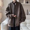 Chaqueta de cuero sintético teñido anudado para hombre, otoño 2024