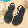 Sandálias Planas de Tira Fina Estilo Europeu e Americano Novas para Primavera e Verão 2026 para Mulheres, Chinelos Slip-On de Tamanho Grande, Cor Sólida, Comércio Exterior Transfronteiriço
