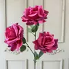 Flor de Rosa Artificial 3 Cabezas Rosa Nieve Boda Flor Artificial Salón de Bodas Banquete de Compromiso Arreglo Floral Decoración