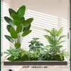 Combinação Paisagística de Plantas Artificiais Verdes Estilo Tropical com Vasos para Escadas Internas e Varandas, Plantas Verdes Grandes para Decoração de Casa, Sem Manutenção