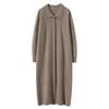 Otoño e Invierno Nuevo Cuello Polo Suave Cera Cachemira Vestido Elegante Suelto Engrosado Nueva Moda Chaqueta Larga para Mujer