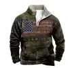 Sudadera Digital Navideña Transfronteriza de Aliexpress Nueva de Otoño e Invierno para Hombre, de Manga Larga, Cuello Alto, Media Cremallera y Cuello de Terciopelo