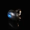 Anillo de piedra cruda ovalada de labradorita natural de venta caliente transfronteriza, anillo abierto de lujo ligero de nicho, suministro mayorista transfronterizo