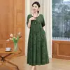 Vestido de Verano para Mamá 2026 Nuevo Elegante Ropa para Mujeres de Mediana Edad para Mujeres de Mediana Edad y Mayores Tallas Grandes, Talla Grande, que Oculta el Vientre, Vestido Adelgazante