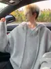 Sudadera con cremallera Jacquard Estilo perezoso Tejido para Hombres y Mujeres Otoño de moda Holgada Sudadera Abrigo Peso Pesado