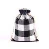 Novo Natal xadrez saco de algodão janela cordão espartilho saco de doces de Natal Natal xadrez de algodão espartilho bolso