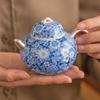 Tetera pequeña de plata 999, tetera individual vintage de porcelana azul y blanca, tetera Kung Fu ligera de lujo, tetera de mano de alta gama