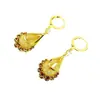 Brincos de Argola de Tela Dourada com Pingente de Cristal Cor de Café para Mulheres, Luxo Leve, Alta Qualidade, Brincos Modernos e Elegantes, Brincos de Temperamento