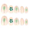 Unhas Vestíveis com Gradiente Verde Fresco, Arte de Unhas Florais de Verão, Peças de Unhas Vestíveis em Formato Amêndoa, Unhas Postiças Atacado