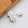 Prata Pura 999 Flor de Seis Pétalas Material de Miçanga Solta Flor Feita à Mão Corda Trançada Pulseira de Miçangas DIY Espaçador de Prata Lisa Acessórios