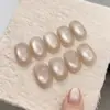 Uñas Doudou Estilo Corto, Arte de Uñas Nacional Más Vendido, 30 Piezas, Cuentas de Vidrio Transparente Hielo Luna Blanca, Uñas Postizas Ojo de Gato, Mayoreo