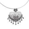 Colar Feminino Estilo Retrô com Pingente de Calcedônia Cravejado com Diamantes, Fecho Ruyi e Borla, Prata de Lei 925, Atmosférico, Presente