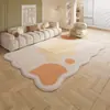 Alfombra para Sala de Estar, Lavable y Limpiable, Felpudo de Forma Irregular, Nuevo Modelo 2025, Alfombra de Noche de Lujo Ligero para Dormitorio, Hogar