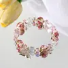 Pulseira de cristal moda coreana pulseira de vidro cauda de peixe pulseira de ouro maciço 14K galvanizada pulseira doce sonho de menina