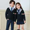 Suéter tres piezas ropa de clase ropa de otoño estilo británico ropa de jardín de infantes primavera estudiantes de primaria ropa de clase de verano Traje de uniforme escolar niños