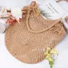 Bolsa de Playa Estilo Perezoso Transfronteriza Bolsa Tejida para Mujer Verano Nuevo Bolso de Punto Hueco Bolso de Hombro de Gran Capacidad Bolso Tote
