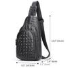 Bolsa de Peito Masculina de Couro Genuíno Bolsa Masculina de Couro de Vaca Bolsa de Ombro Casual Transversal Bolsa de Peito com Padrão Crocodilo Mochila Pequena para Homens