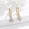 Conjunto Banhado Borboleta 14k Brincos para Mulheres, Design de Flor, Zircônia de Cobre, Inlay Banhado a Ouro de Alta Qualidade, Moda Europeia e Americana, Cor Dourada